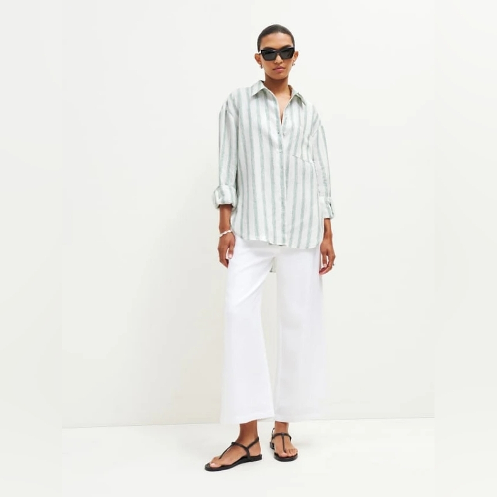 Reformation Oversized Striped Linen shirt size S like new - Picture 2 of 15